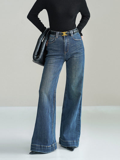 Damen Jeans Mid-Waist Bootcut Denim mit Leichtem Stretch