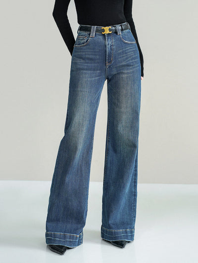 Damen Jeans Mid-Waist Bootcut Denim mit Leichtem Stretch
