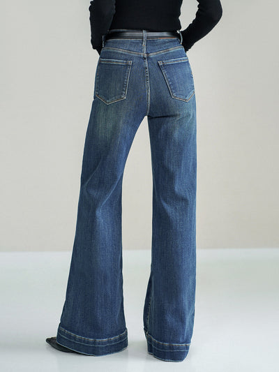 Damen Jeans Mid-Waist Bootcut Denim mit Leichtem Stretch
