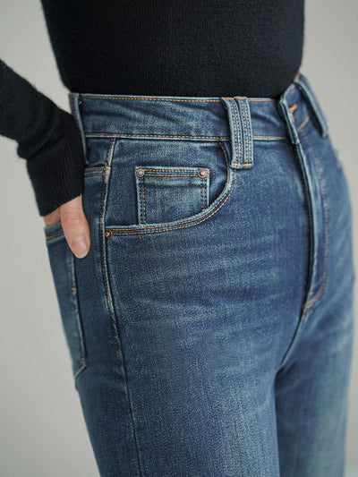 Damen Jeans Mid-Waist Bootcut Denim mit Leichtem Stretch